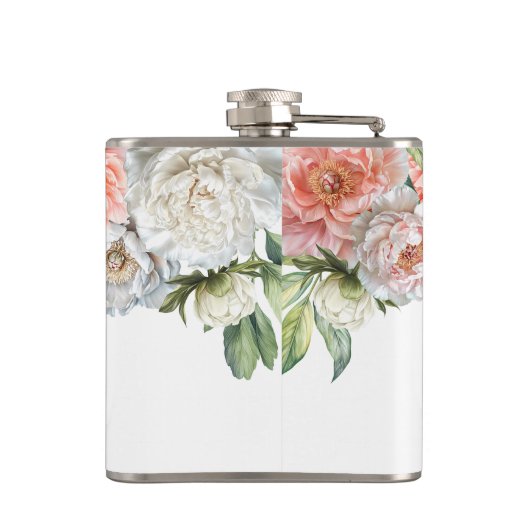 Peony Wedding Bridal Bachelorette Flachmann (Rückseite)