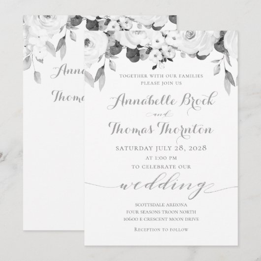 Peony Wedding Einladung (Vorne/Hinten)