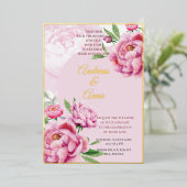 Peony Wedding Folieneinladung (Stehend vorne)