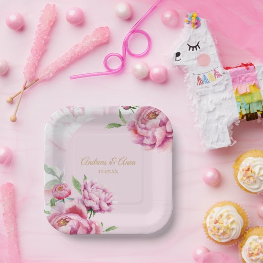 Peony Wedding Pappteller (Party)