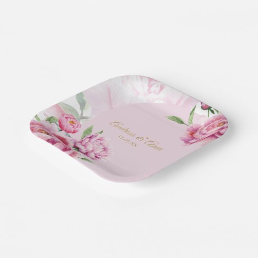 Peony Wedding Pappteller (Gewinkelt)