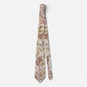 Peony Wedding Pink und Ivory Keepake Name + Datum Krawatte (Vorderseite)