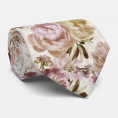 Peony Wedding Pink und Ivory Keepake Name + Datum Krawatte (Gerollt)