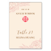 Peony Wedding Platzkarte Tischnummer (Vorderseite)