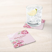 Peony Wedding Rechteckiger Pappuntersetzer (Vor Ort)