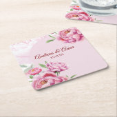 Peony Wedding Rechteckiger Pappuntersetzer (angewinkelt)