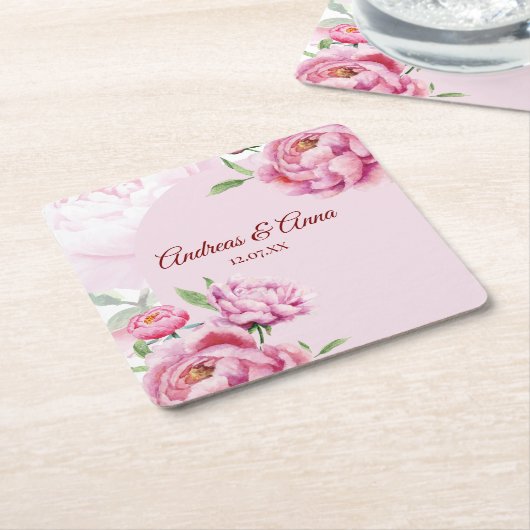 Peony Wedding Rechteckiger Pappuntersetzer (angewinkelt)