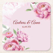 Peony Wedding Rechteckiger Pappuntersetzer (Vorderseite)