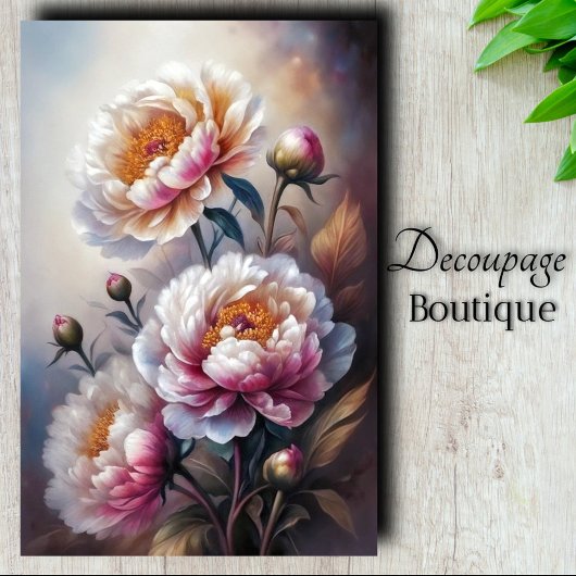 Peony Whispers Decoupage Seidenpapier