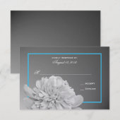 Peony White und Black mit anpassbarer Farbe RSVP Karte (Vorne/Hinten)
