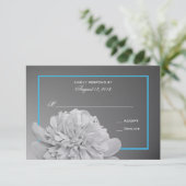 Peony White und Black mit anpassbarer Farbe RSVP Karte (Stehend Vorderseite)