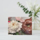 Peony with Chocolate Cake Postkarte (Stehend Vorderseite)