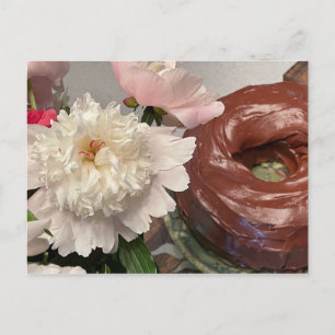 Peony with Chocolate Cake Postkarte