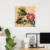 Peony with Nightingales Poster (Heimbüro)