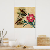 Peony with Nightingales Poster (Küche)