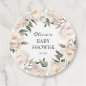 Peony Wreath Neutral Garden Favor Tag Geschenkanhänger (Vorderseite)