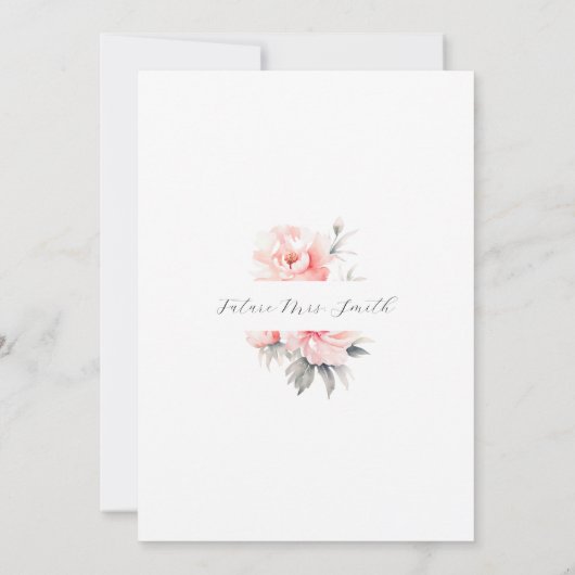 Peonys Blush Pink Brunch & Bubbly BRAUTPARTY Einladung (Rückseite)