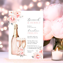 Peonys Blush Pink Brunch & Bubbly BRAUTPARTY Einladung
