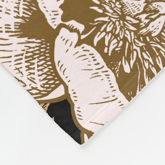 Peonys in Gold: Vintage Blüten Fleecedecke (Ecke)