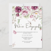 Peonys Pink Burgundy Floral Engagement Party Einladung (Vorderseite)
