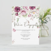 Peonys Pink Burgundy Floral Engagement Party Einladung (Stehend Vorderseite)