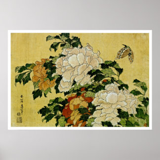 Peonys und Butterfly Poster