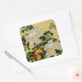 Peonys und Butterfly Quadratischer Aufkleber (Umschlag)