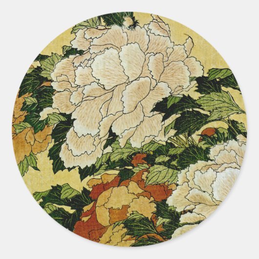 Peonys und Butterfly Runder Aufkleber (Vorderseite)
