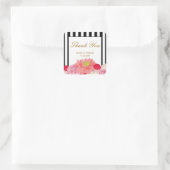 Peonys und Streifen Quadratischer Aufkleber (Tasche)