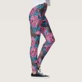 Peonys und Warnen auf blau Leggings (Rechts)