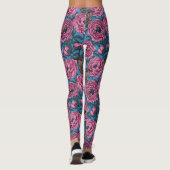 Peonys und Warnen auf blau Leggings (Rückseite)