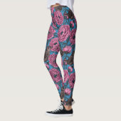 Peonys und Warnen auf blau Leggings (Links)
