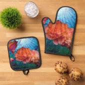 Peonys unter Wasser Ofenhandschuh & Topflappen-Set (Oben Unten)