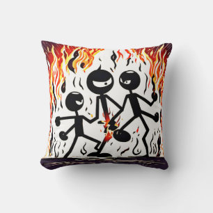 People Amid Flames Badaist Artwork Kissen
