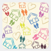 People Liebe Houses Square Sticker (Vorderseite)