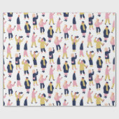 People-Muster für soziale Medien Geschenkpapier (Flach)