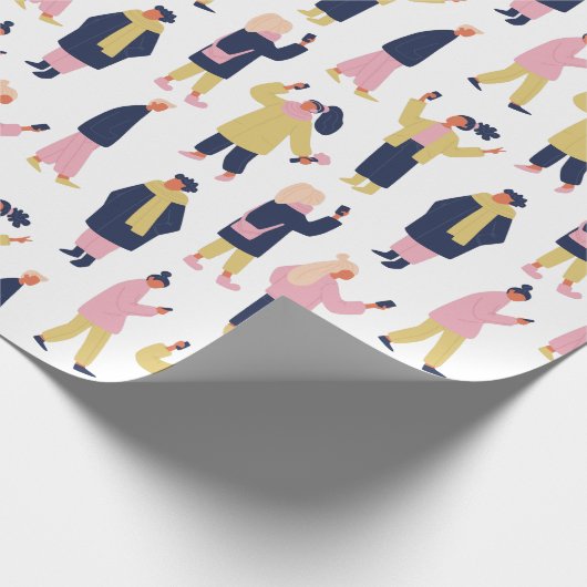 People-Muster für soziale Medien Geschenkpapier (Ecke)