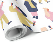 People-Muster für soziale Medien Geschenkpapier (Rolleneckpunkt)