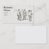 People walking along prmenade drawing visitenkarte (Vorne/Hinten)