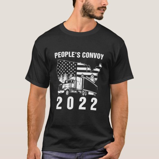 People's Convoy 2022 I Support Truckers American F T-Shirt (Vorderseite)