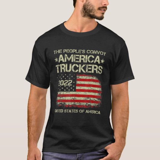 People's Convoy 2022 Ich unterstütze Trucker Ameri T-Shirt (Vorderseite)