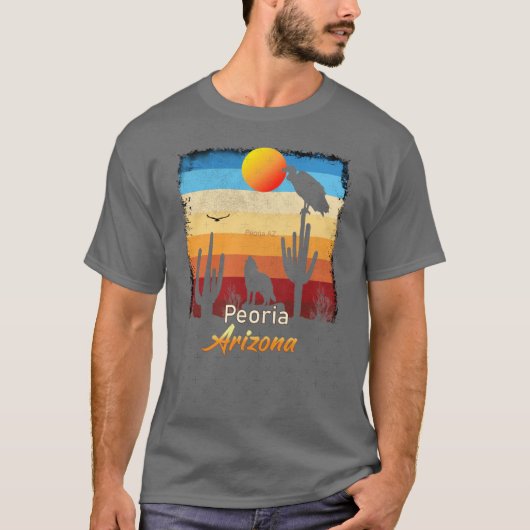 Peoria Arizona AZ Sunset Coyote Vulture Cactus Des T-Shirt (Vorderseite)