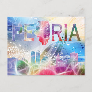 Peoria, Illinois - Farbdesign Postkarte