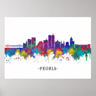 Peoria Illinois Skyline Poster