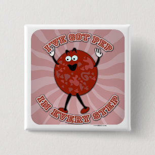 Pep in Step Pizza Cartoon Fun Character Button