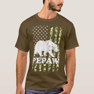 Pepaw Bear Camping Hiking Camouflage USA T-Shirt