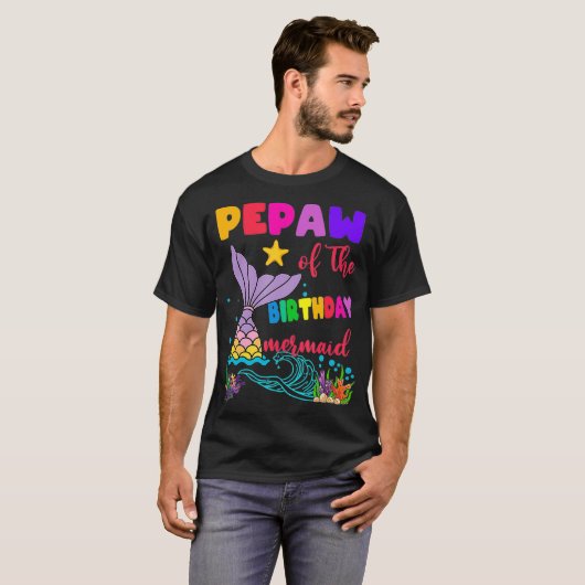 Pepaw of the Birthday Mermaid Matching Family _2 T-Shirt (Vorne ganz)
