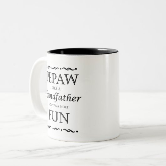 PePaw-Tasse wie ein Großvater, außer mehr Spaß Zweifarbige Tasse (Vorderseite Links)