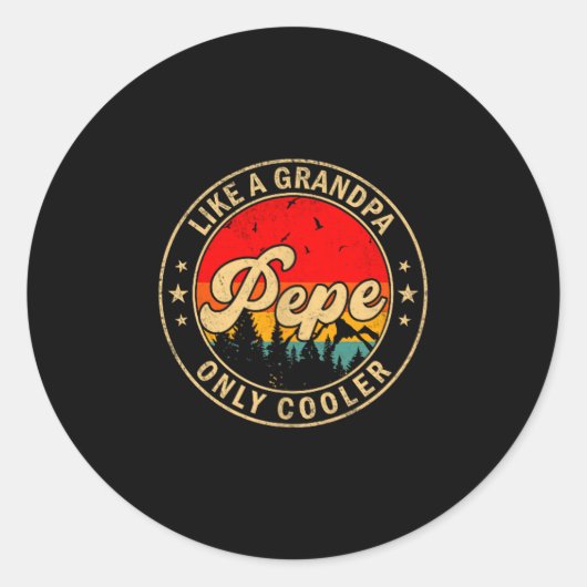 Pepe Like A Grandpa Only Cooler Retro For Papa Gra Runder Aufkleber (Vorderseite)