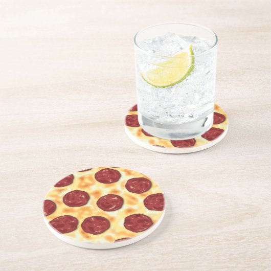 Peperoni Pizza Vektorart Getränkeuntersetzer (Seite)